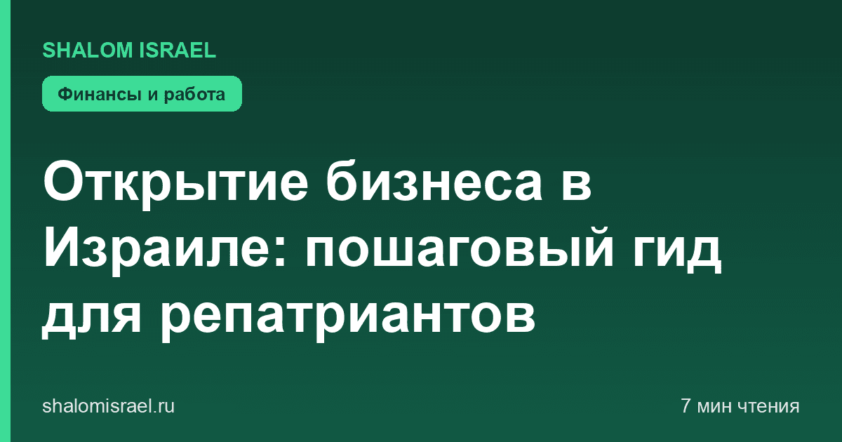 Открытие бизнеса в Израиле: пошаговый гид для репатриантов