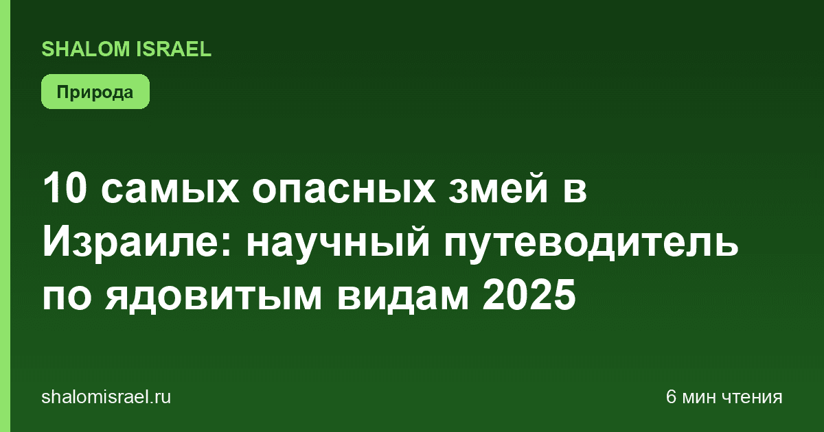 10 самых опасных змей в Израиле: научный путеводитель по ядовитым видам 2025