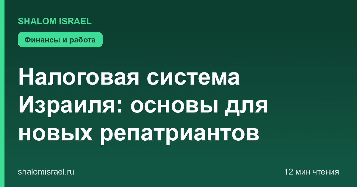 Налоговая система Израиля: основы для новых репатриантов