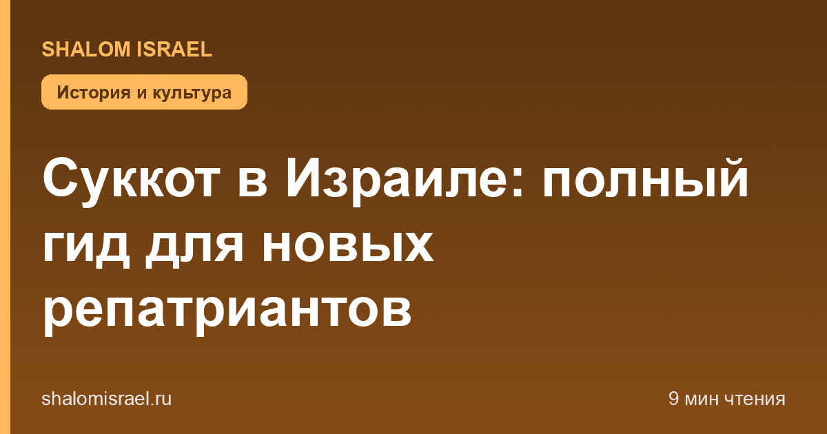 Суккот в Израиле: полный гид для новых репатриантов