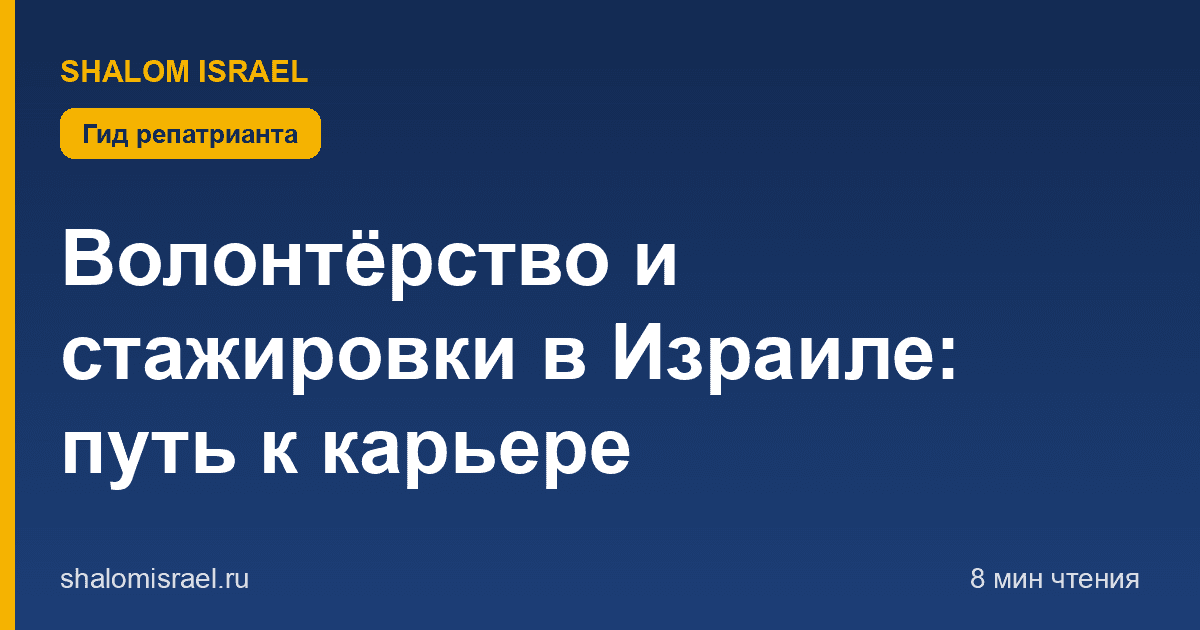 Волонтёрство и стажировки в Израиле: путь к карьере