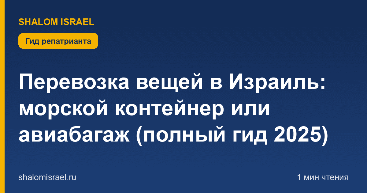 Перевозка вещей в Израиль: морской контейнер или авиабагаж (полный гид 2025)